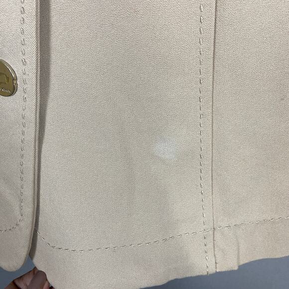 St John Blazer Laced Eyelet Cotton Stretch Tan Beige Blaze Women's Size Medium - Picture 11 of 11